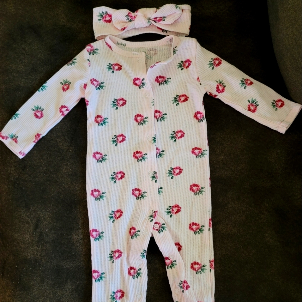 Floral onesie and headband